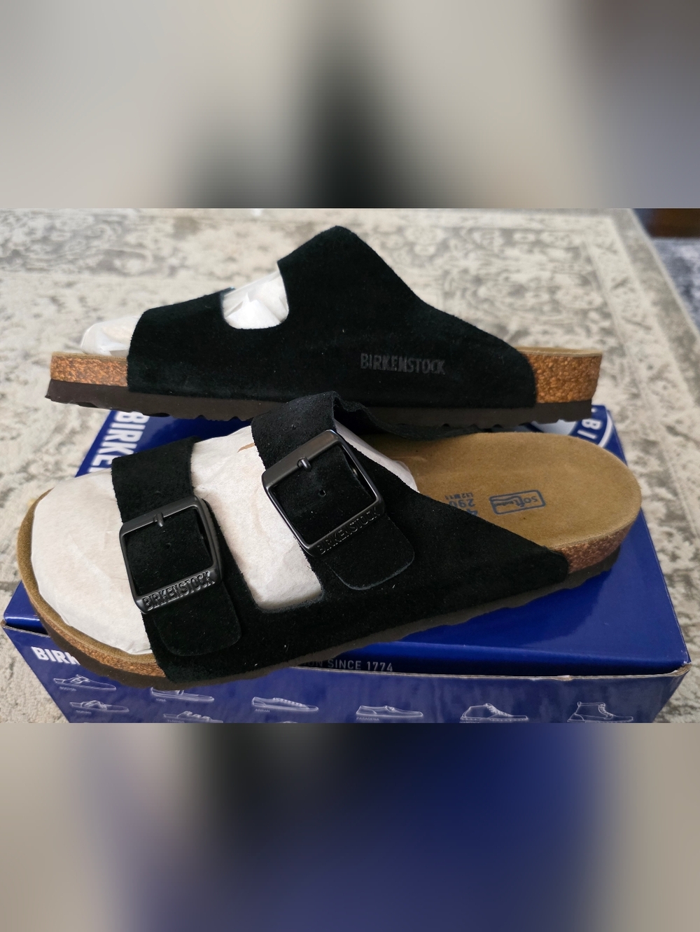Birkenstock Soft Bed Arizona Black 43 - Narrow Mens 10 - Picture 4 of 9
